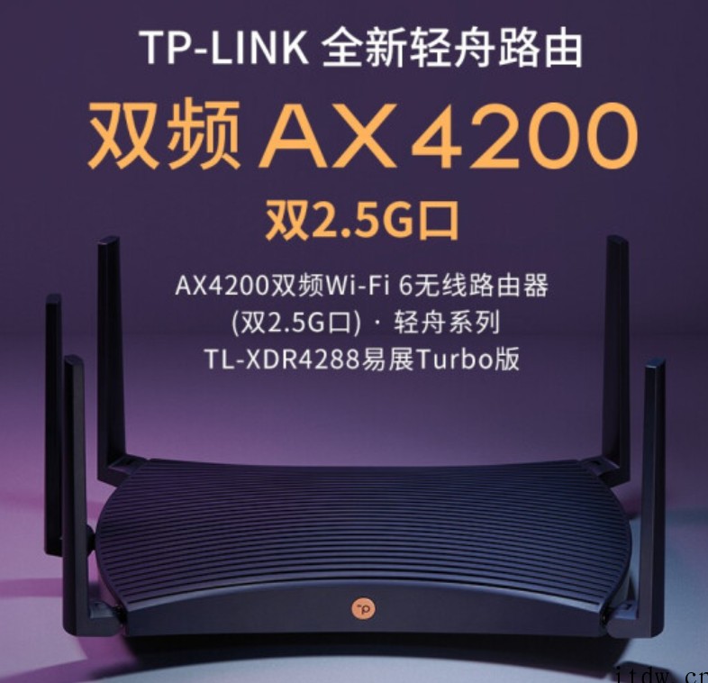 TP-LINK推出新款轻舟 AX4200 路由器:双 2