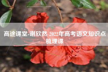 高途课堂-谢欣然 2022年高考语文知识点梳理课