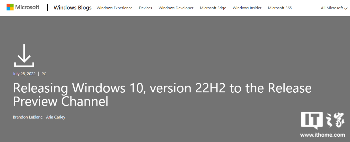 微软 Win10 22H2 首个预览版(19045