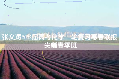 张文涛2022届高考化学二轮复习寒春联报 尖端春季班