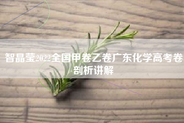 智晶莹2022全国甲卷乙卷广东化学高考卷剖析讲解