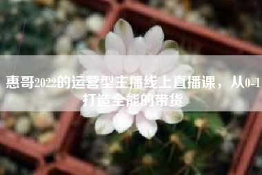 惠哥2022的运营型主播线上直播课，从0-1打造全能的带货