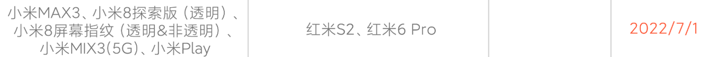 小米 MIX 3 5G、红米 6 Pro 等 7 款手机不再