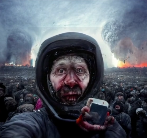 地球上的最后一张自拍是什么?AI 画出了世界末日场景