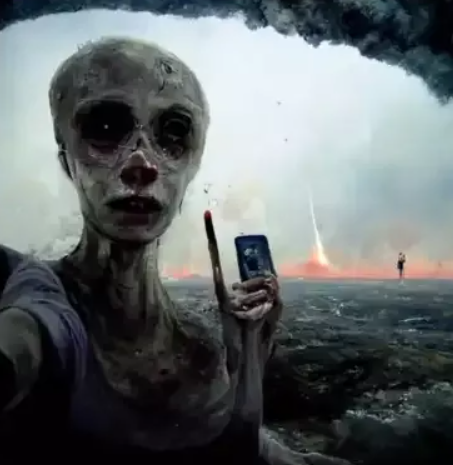 地球上的最后一张自拍是什么?AI 画出了世界末日场景