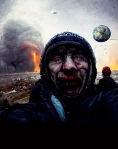 地球上的最后一张自拍是什么?AI 画出了世界末日场景