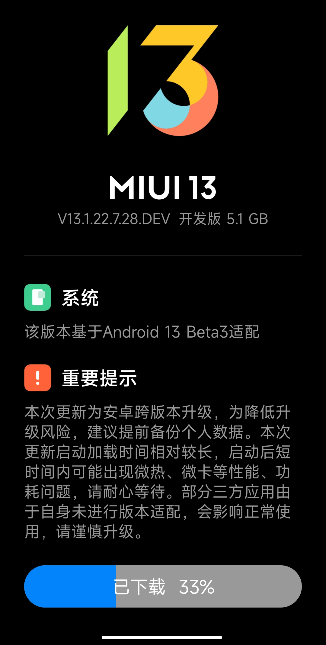 小米 12 / Pro 已推送基于 Android 13 的