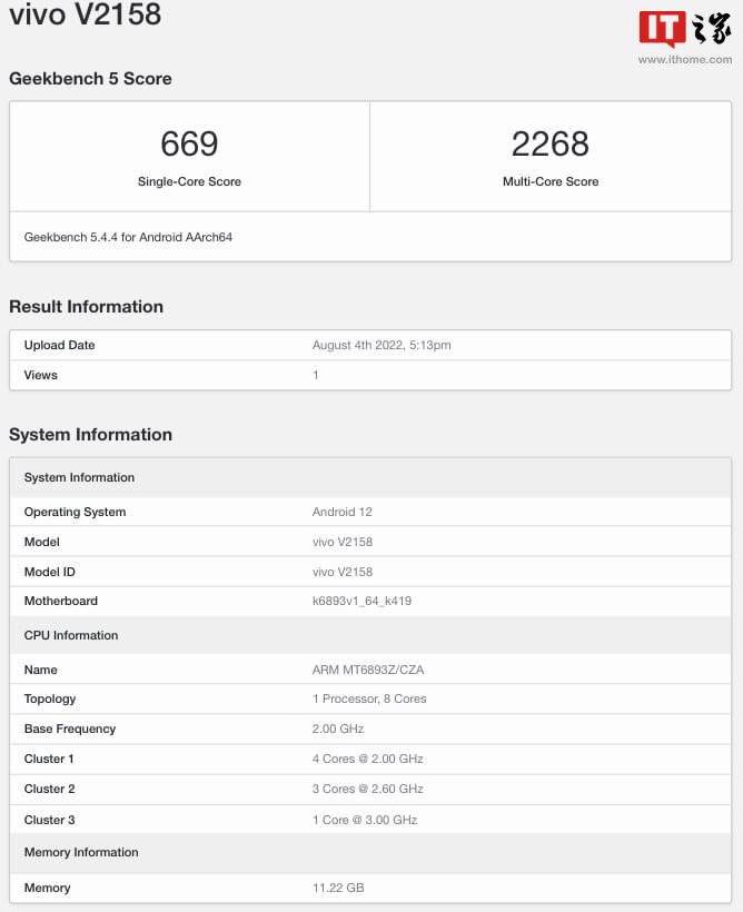 vivo V25 Pro 现身 Geekbench,搭载天玑