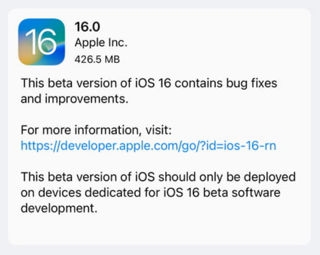 苹果iOS/iPadOS 16 开发者预览版 Beta 6