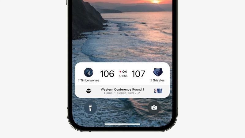 苹果 iOS 16 锁屏将支持显示 NBA、MLB 和英超联