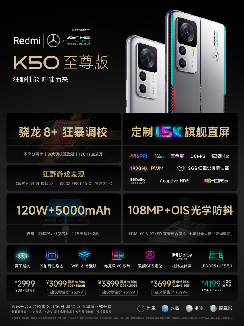 2999元起,小米Redmi K50 至尊版发布:骁龙 8+