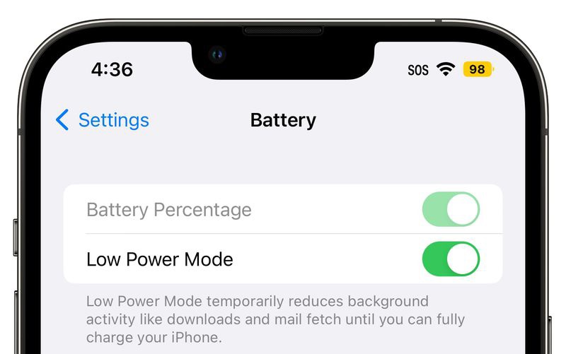 苹果 iOS 16 Beta 6 低电量模式下新增关闭刘海屏