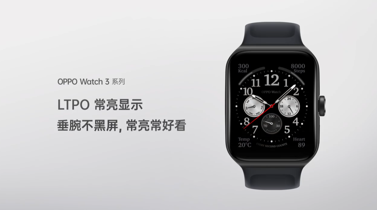 OPPOWatch 3 系列将支持 LTPO 常亮显示,垂腕