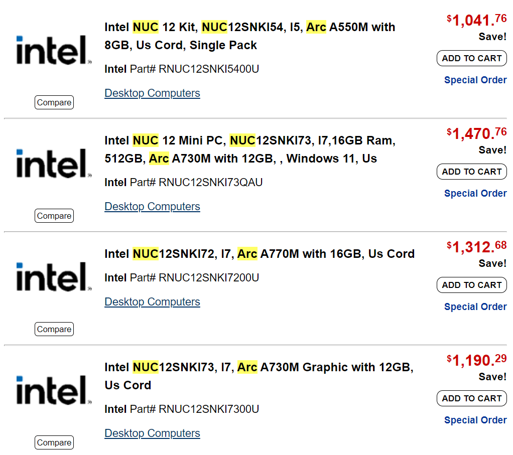 英特尔巨蛇峡谷 NUC 售价曝光:i5 + A550M 约