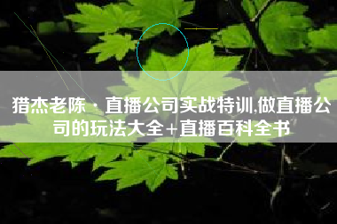 猎杰老陈·直播公司实战特训,做直播公司的玩法大全+直播百科全书