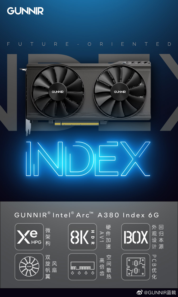 蓝戟发布新款英特尔锐炫 A380 Index 显卡:无需外接