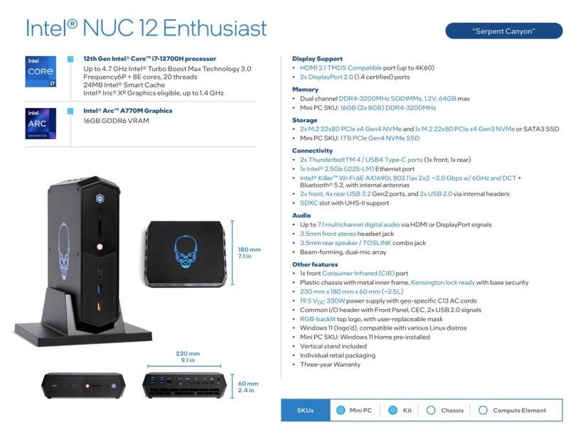 英特尔正式发布“巨蛇峡谷”NUC:2