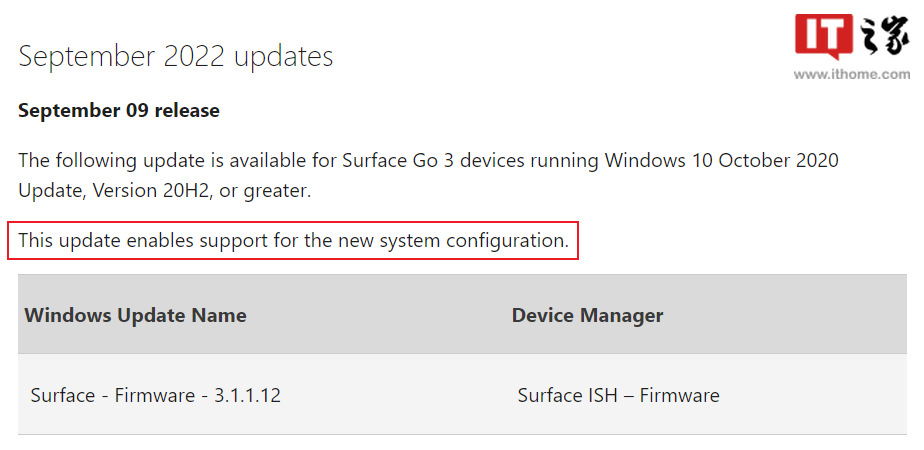 微软 Surface Go 3 获得 9 月固件更新,支持新