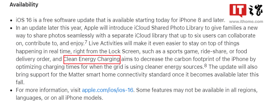 苹果 iOS 16 将为 iPhone 支持“清洁能源充电”