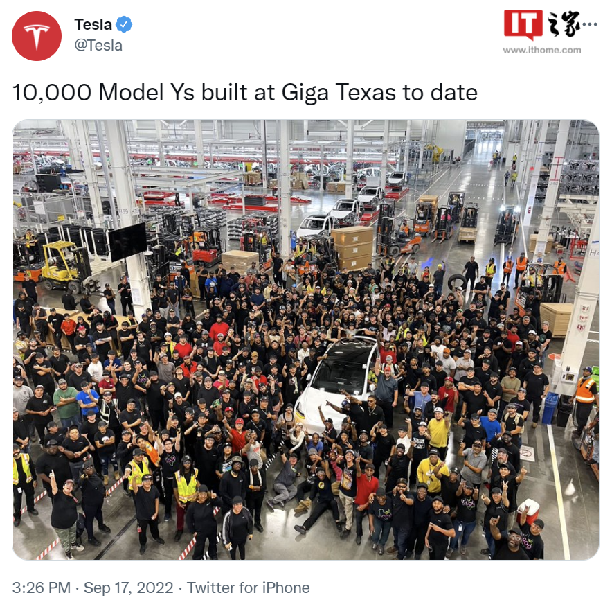 特斯拉:得州超级工厂已生产 1000 辆 Model Y