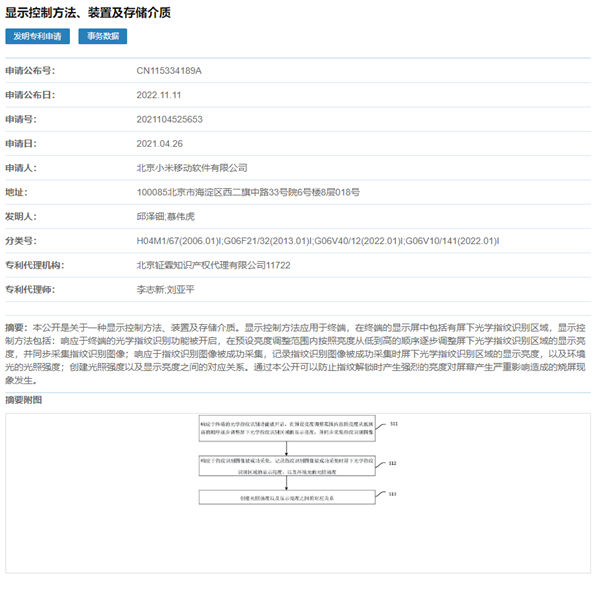 小米新专利公布：指纹解锁不用担心烧屏了