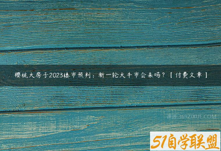 樱桃大房子2023楼市预判：新一轮大牛市会来吗？【付费文章】