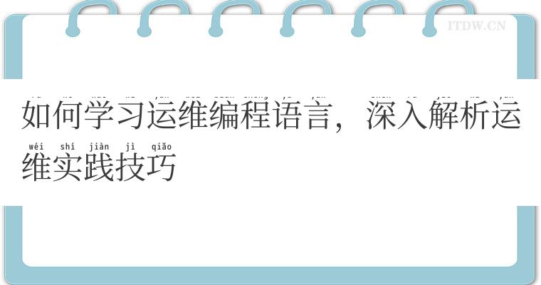 如何学习运维编程语言，深入解析运维实践技巧