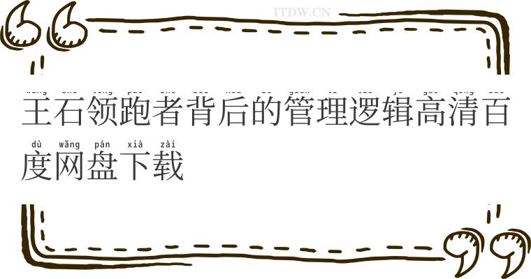 王石领跑者背后的管理逻辑高清百度网盘下载