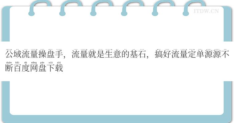 公域流量操盘手，流量就是生意的基石，搞好流量定单源源不断百度网盘下载