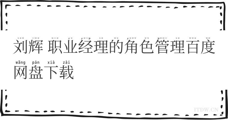 刘辉 职业经理的角色管理百度网盘下载