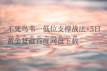 不死鸟韦一低位支撑战法+5日黄金复盘百度网盘下载