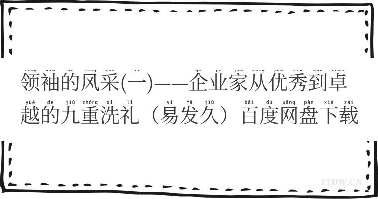 领袖的风采(一)——企业家从优秀到卓越的九重洗礼（易发久）百度网盘下载