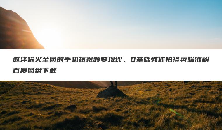 赵洋爆火全网的手机短视频变现课,0基础教你拍摄剪辑涨粉百度网盘下载 赵洋爆火全网的手机短视频变现课,0基础教你拍摄剪辑涨粉百度网盘下载