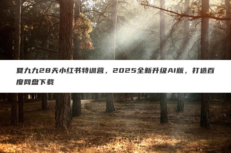 夏九九28天小红书特训营,2025全新升级AI版,打造百度网盘下载 夏九九28天小红书特训营,2025全新升级AI版,打造百度网盘下载