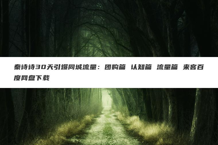 秦诗诗30天引爆同城流量:团购篇 认知篇 流量篇 来客百度网盘下载 秦诗诗30天引爆同城流量:团购篇 认知篇 流量篇 来客百度网盘下载
