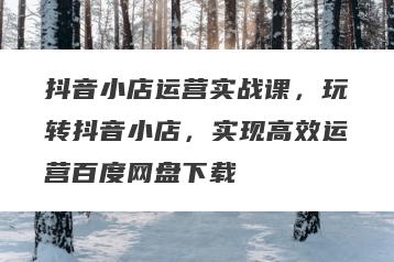 抖音小店运营实战课，玩转抖音小店，实现高效运营百度网盘下载