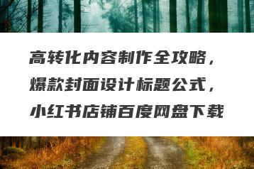 高转化内容制作全攻略，爆款封面设计标题公式，小红书店铺百度网盘下载