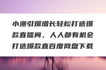 小渔引爆增长轻松打造爆款直播间，人人都有机会打造爆款直百度网盘下载