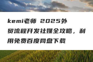 kemi老师・2025外贸流程开发社媒全攻略，利用免费百度网盘下载