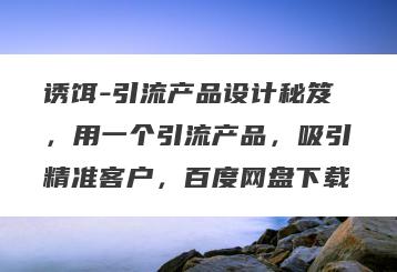 诱饵-引流产品设计秘笈，用一个引流产品，吸引精准客户，百度网盘下载