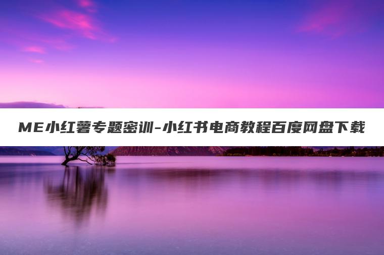 ME小红薯专题密训-小红书电商教程百度网盘下载 ME小红薯专题密训-小红书电商教程百度网盘下载