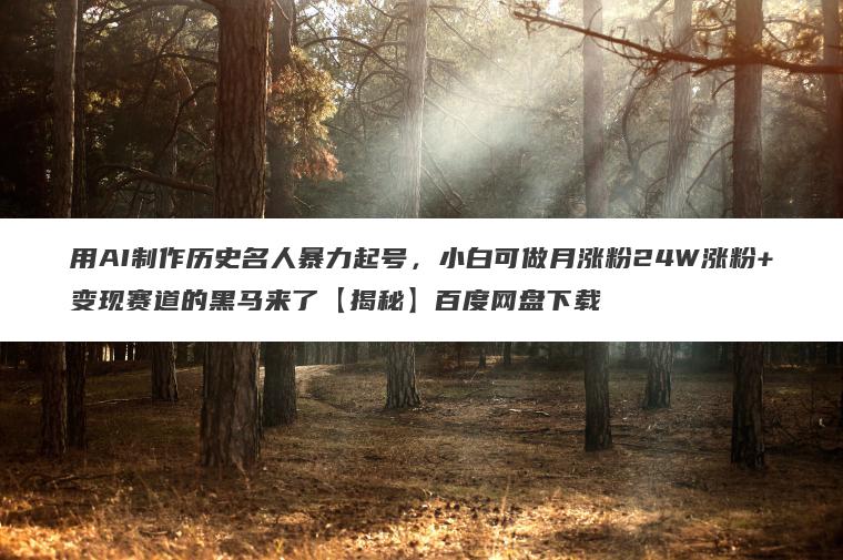 用AI制作历史名人暴力起号，小白可做月涨粉24W涨粉+变现赛道的黑马来了【揭秘】百度网盘下载
