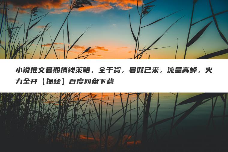 小说推文暑期搞钱策略,全干货,暑假已来,流量高峰,火力全开【揭秘】百度网盘下载 小说推文暑期搞钱策略,全干货,暑假已来,流量高峰,火力全开【揭秘】百度网盘下载