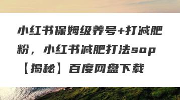 小红书保姆级养号+打减肥粉，小红书减肥打法sop【揭秘】百度网盘下载