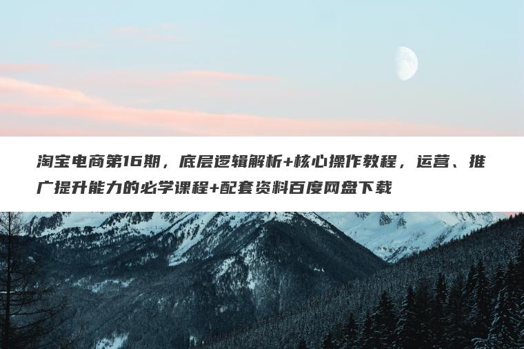 淘宝电商第16期，底层逻辑解析+核心操作教程，运营、推广提升能力的必学课程+配套资料百度网盘下载