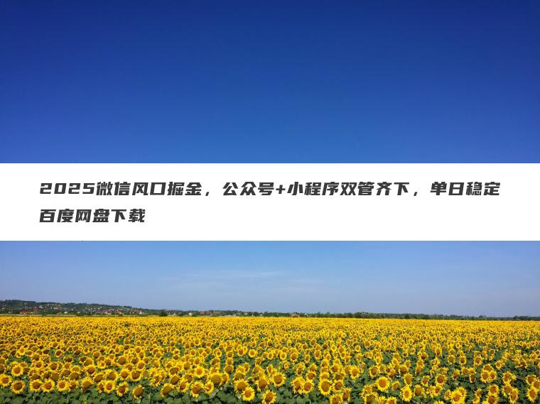2025微信风口掘金,公众号+小程序双管齐下,单日稳定百度网盘下载 2025微信风口掘金,公众号+小程序双管齐下,单日稳定百度网盘下载