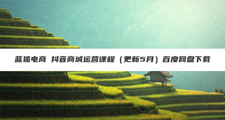 蓝狐电商・抖音商城运营课程（更新5月）百度网盘下载