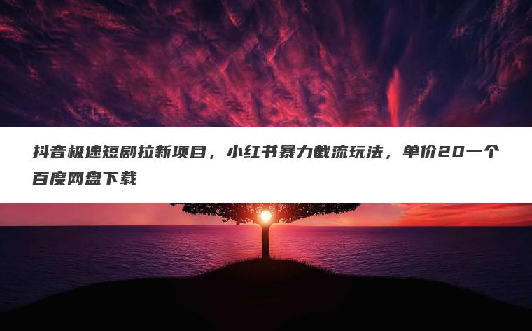 抖音极速短剧拉新项目,小红书暴力截流玩法,单价20一个百度网盘下载 抖音极速短剧拉新项目,小红书暴力截流玩法,单价20一个百度网盘下载