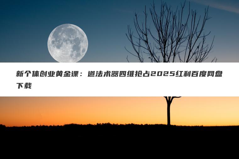 新个体创业黄金课：道法术器四维抢占2025红利百度网盘下载