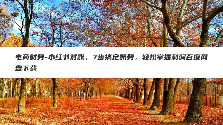 电商财务-小红书对账,7步搞定账务,轻松掌握利润百度网盘下载 电商财务-小红书对账,7步搞定账务,轻松掌握利润百度网盘下载